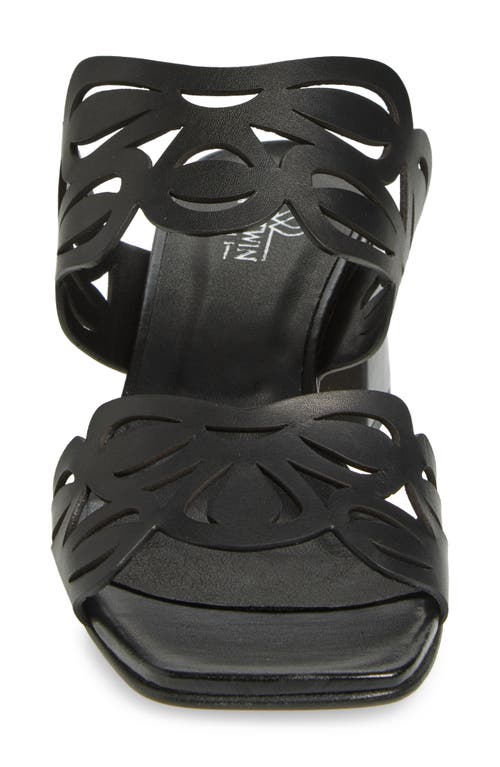 2 Twin Hearts Laser Cutout Slide Sandal In Black