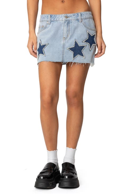 Shining Star Embellished Denim Miniskirt