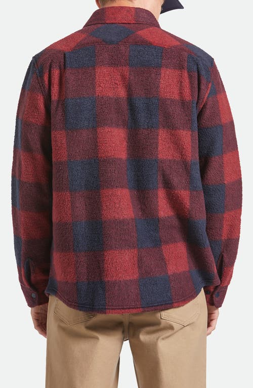 Brixton Bowery Arctic Stretch Fleece Snap Front Shirt In Burgundy