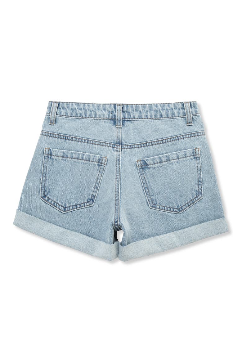 Kids' Rhinestone Accent Cuffed Denim Shorts, Alternate, color, LT STONE