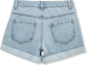Truce Kids' Rhinestone Accent Cuffed Denim Shorts | Nordstrom