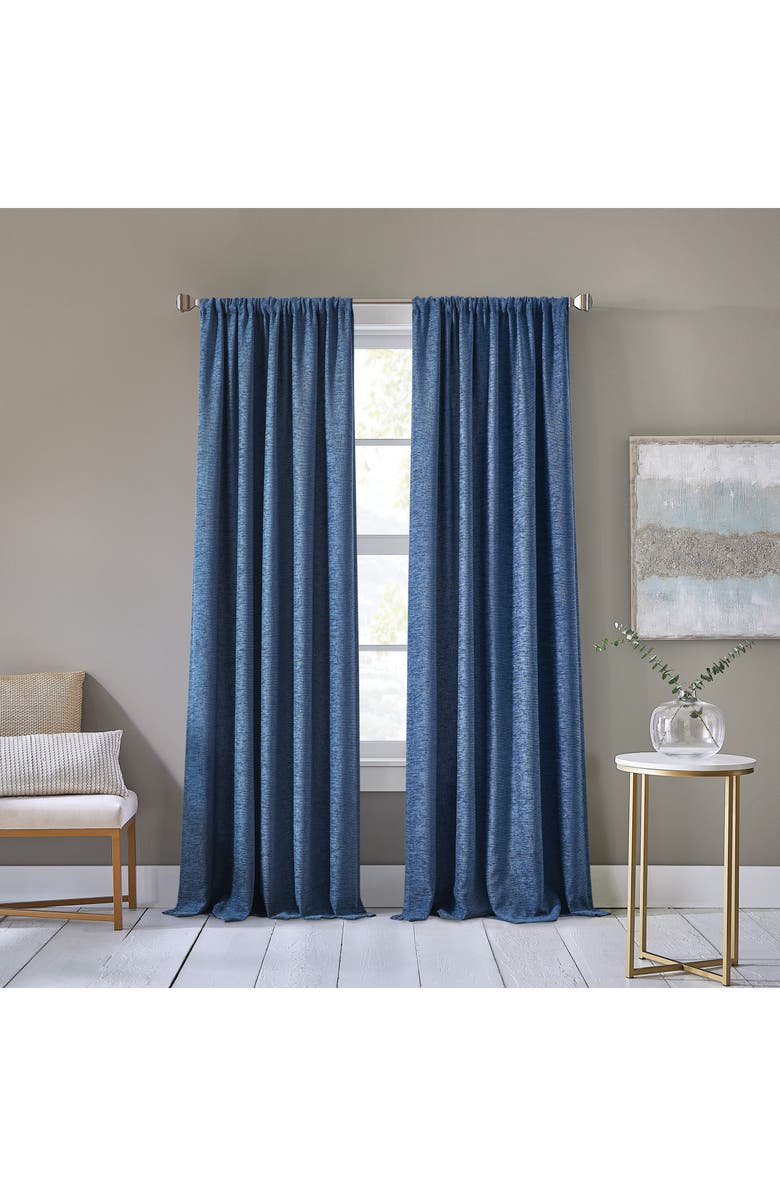 DKNY Set of 2 Bouclé Chenille Curtain Panels, Alternate, color, Indigo