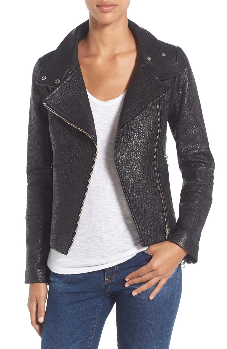 Mackage Funnel Neck Leather Jacket, Main, color,