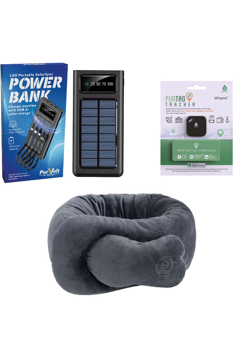 PURSONIC Ultimate Travel Comfort Bundle Stay Relaxed, Powered Up, and Organized on Every Journey!, Main, color, Black
