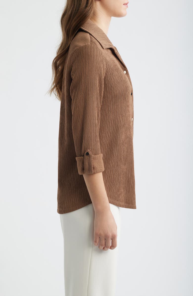 Anne Klein Knit Button-Up Shirt, Alternate, color, Mushroom