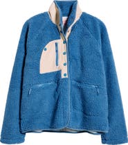 HAPPY CAMP3R Denim Blue Fleece Quarter Snap Pullover