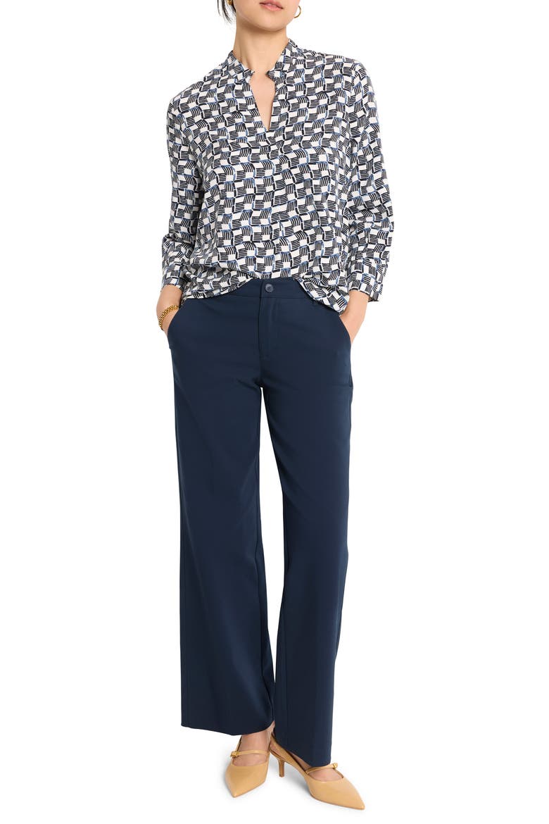 Basketweave Split Neck Shirt, Alternate, color, INDIGO MULTI