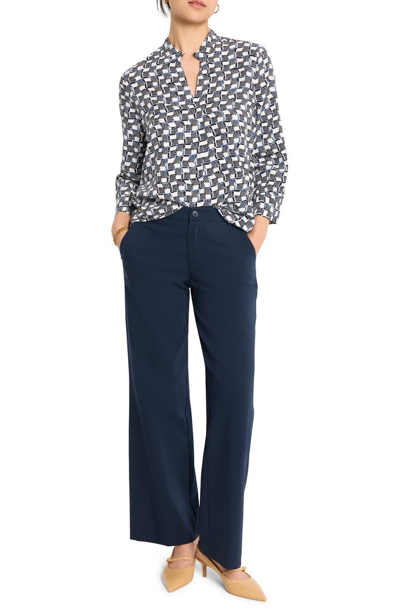 NIC+ZOE Basketweave Split Neck Shirt, Alternate, color, Indigo Multi