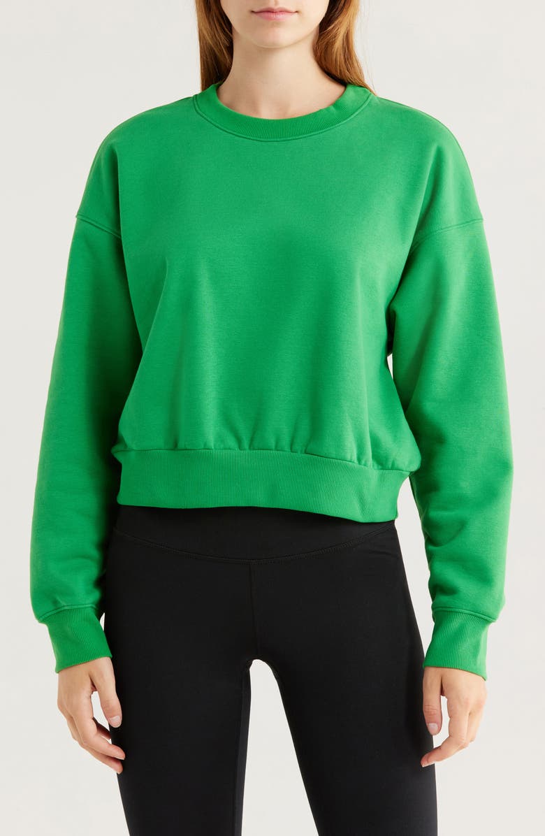 Beyond Yoga On the Go Crewneck Sweatshirt, Main, color, Home Court Green