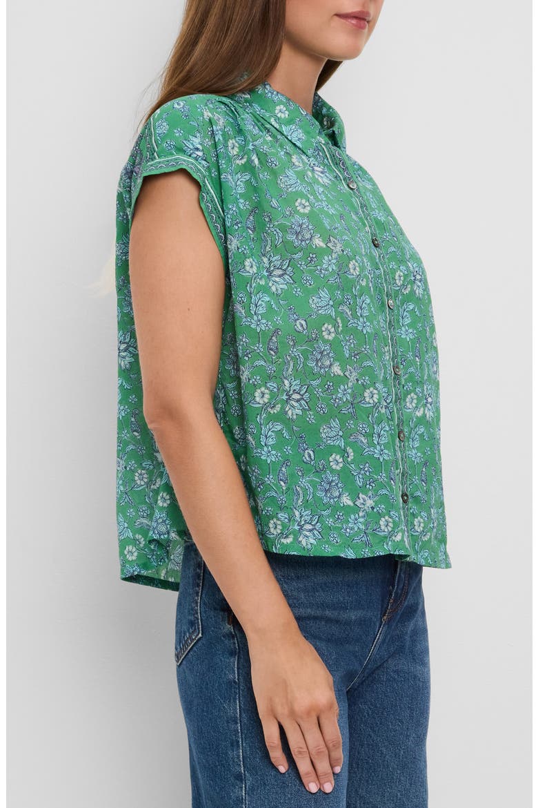 Liliane Print Button-Up Shirt, Alternate, color, ARUBA BORDER PRINT