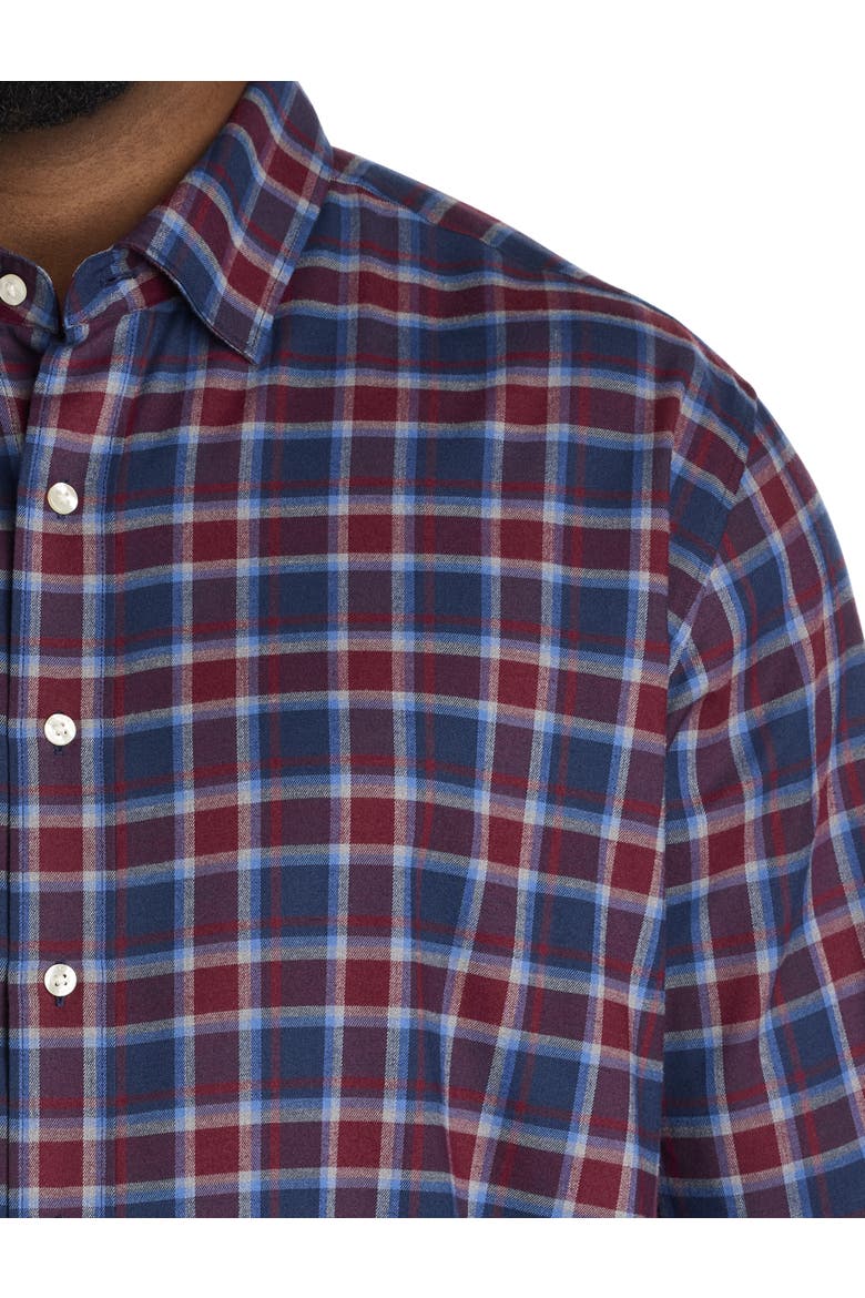 Big & Tall Plaid Tech Twill Sport Shirt, Alternate, color, CRIMSON