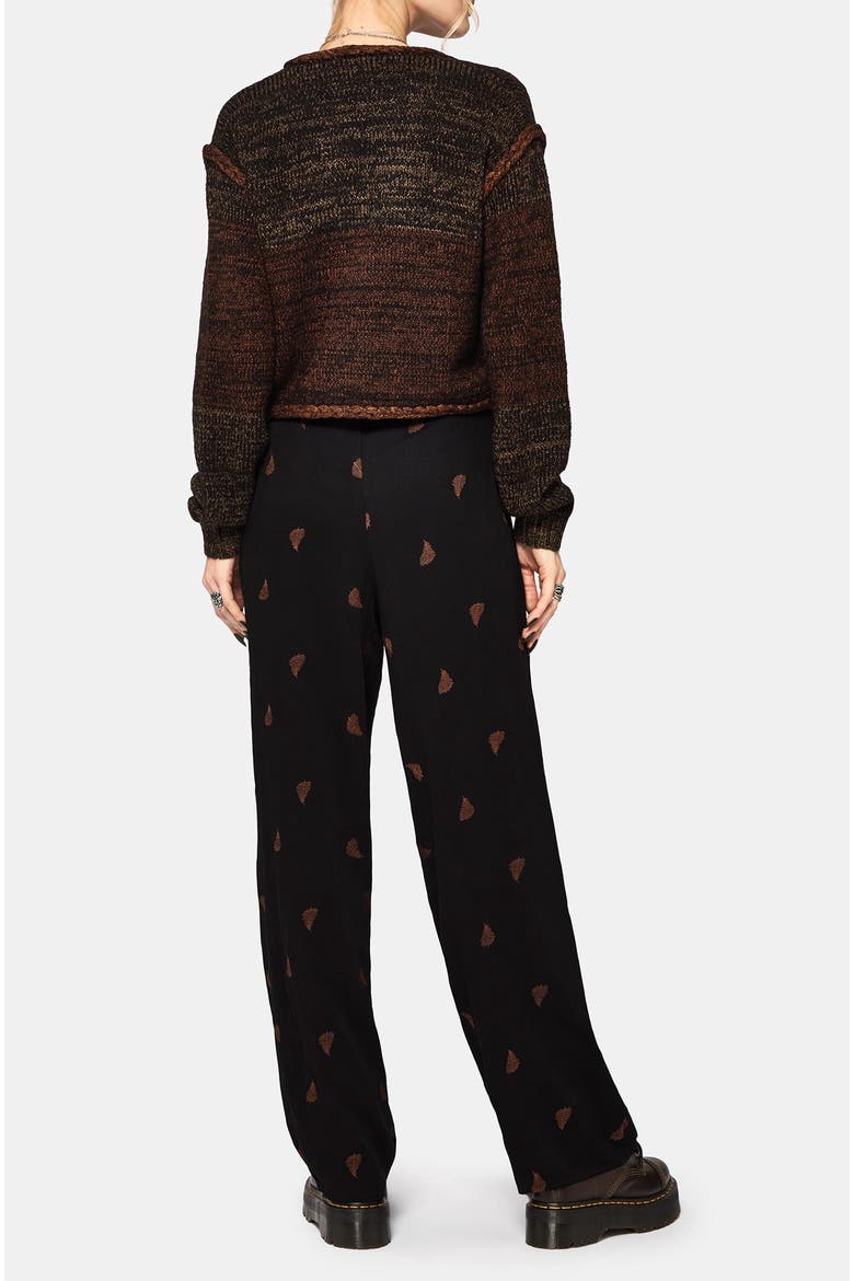 Ruin Fern Embroidered Wide Leg Trouser, Alternate, color, Black