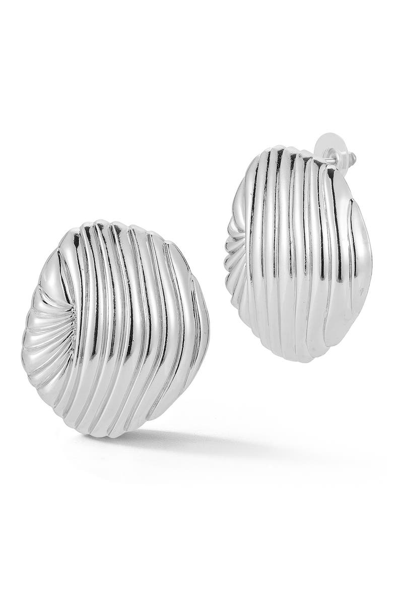 Ribbed Statement Stud Earrings, Main, color, SILVER