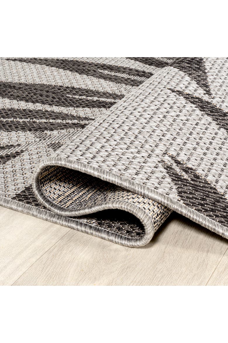 Havana Tropical Palm Leaf Indoor/Outdoor Area Rug, Alternate, color, Gray/Black