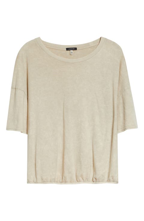 Gathered Hem Cotton & Cashmere T-Shirt