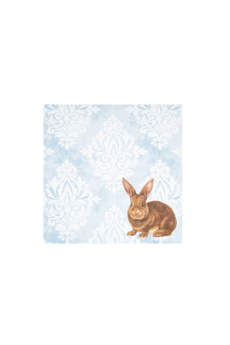 Damask Easter Bunny Single Cloth Napkin, Alternate, color, Blue