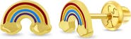 In Season Jewelry 14k Enamel Rainbow Girl Earrings