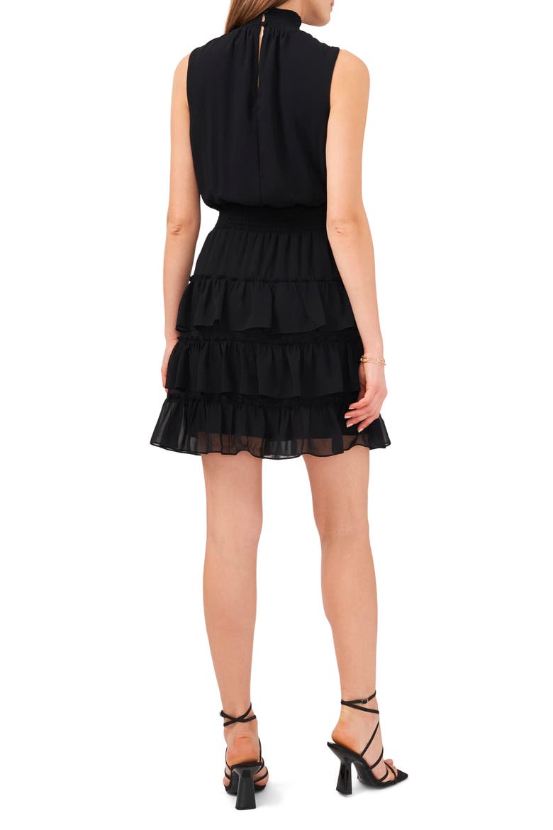 Smock Neck Sleeveless Fit & Flare Dress, Alternate, color, RICH BLACK