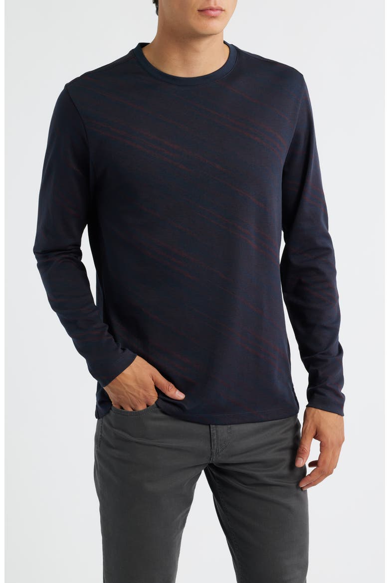 Domenico Long Sleeve Cotton Blend T-Shirt, Main, color, NAVY/ DARK RED