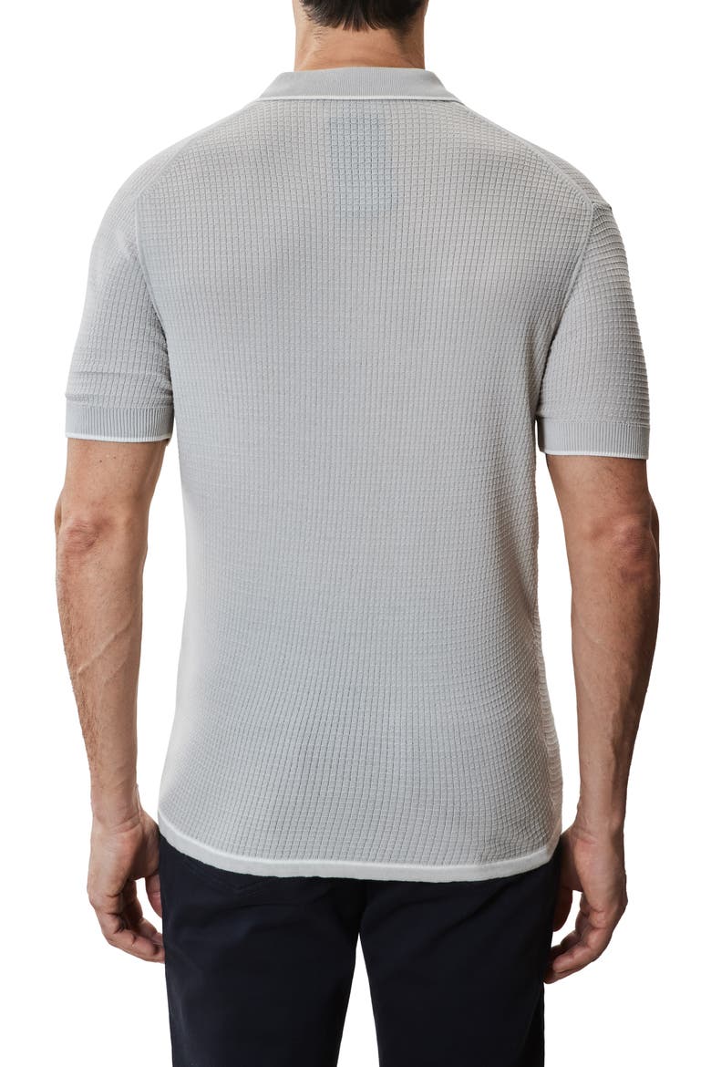 Denton Short Sleeve Zip Organic Cotton Sweater Polo, Alternate, color, PALE GREY