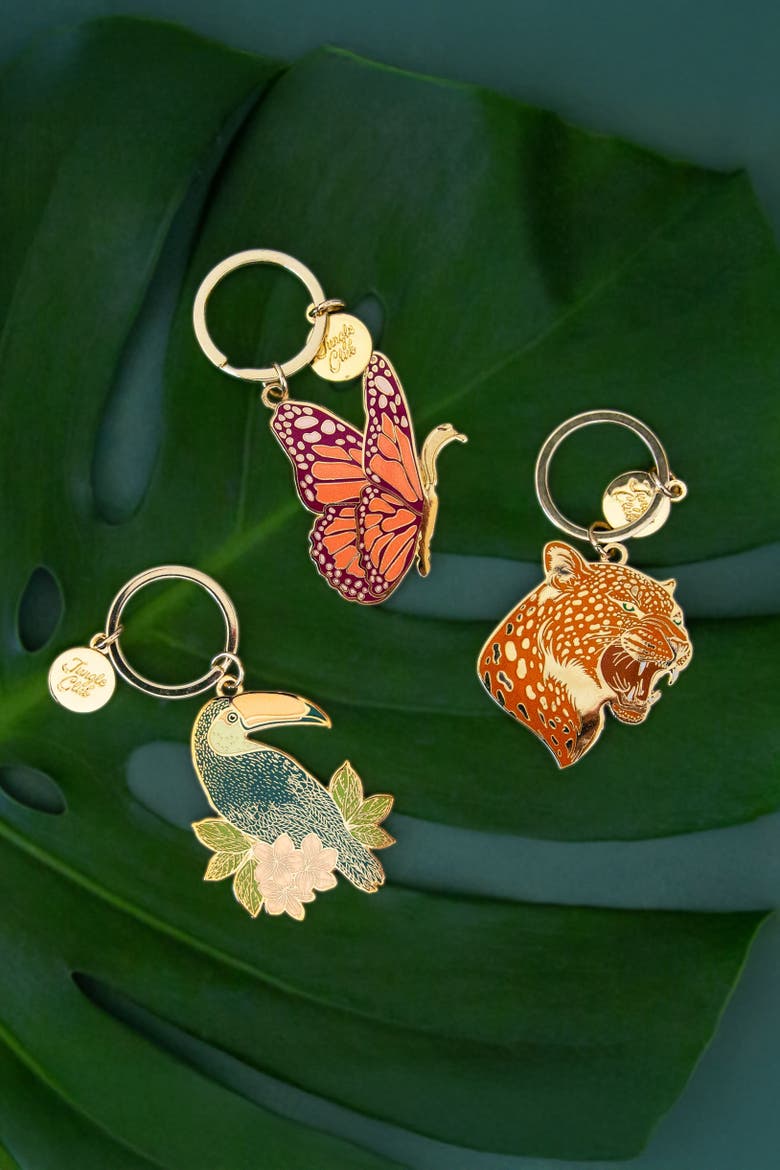 Butterfly Enamel Keychain, Alternate, color, Butterfly