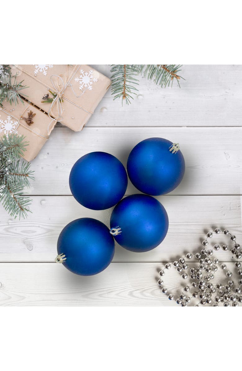 Northlight Shatterproof Matte Christmas Ball Ornaments - 4" (100mm) - Lavish Blue - 12ct, Alternate, color, Blue