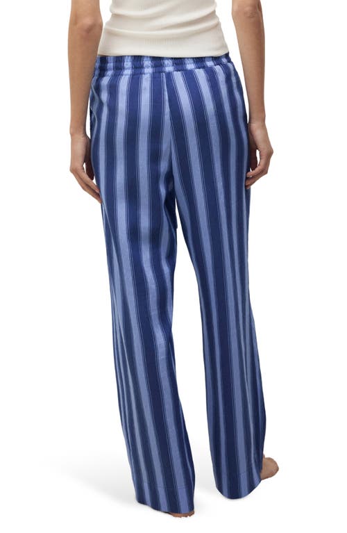 Mango Stripe Wide Leg Pajama Pants In Blue