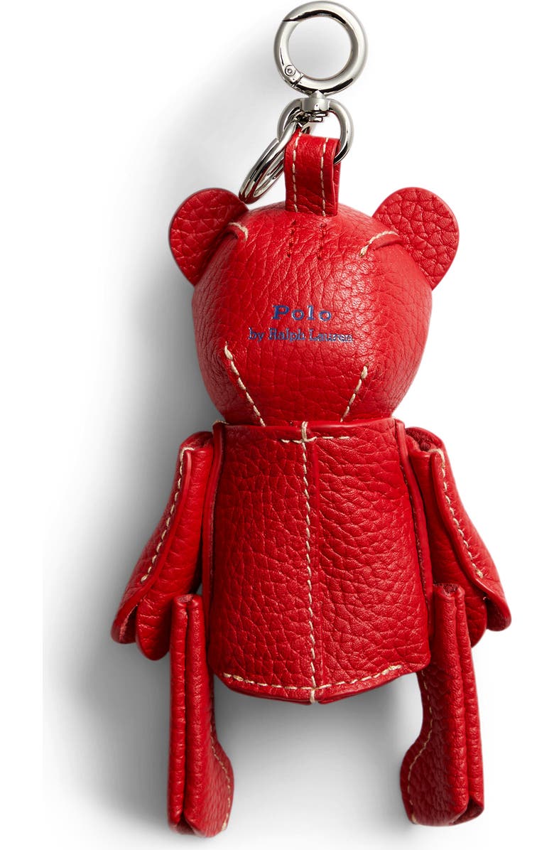 Polo Ralph Lauren Pebble Leather Polo Bear Charm, Alternate, color, Cherry
