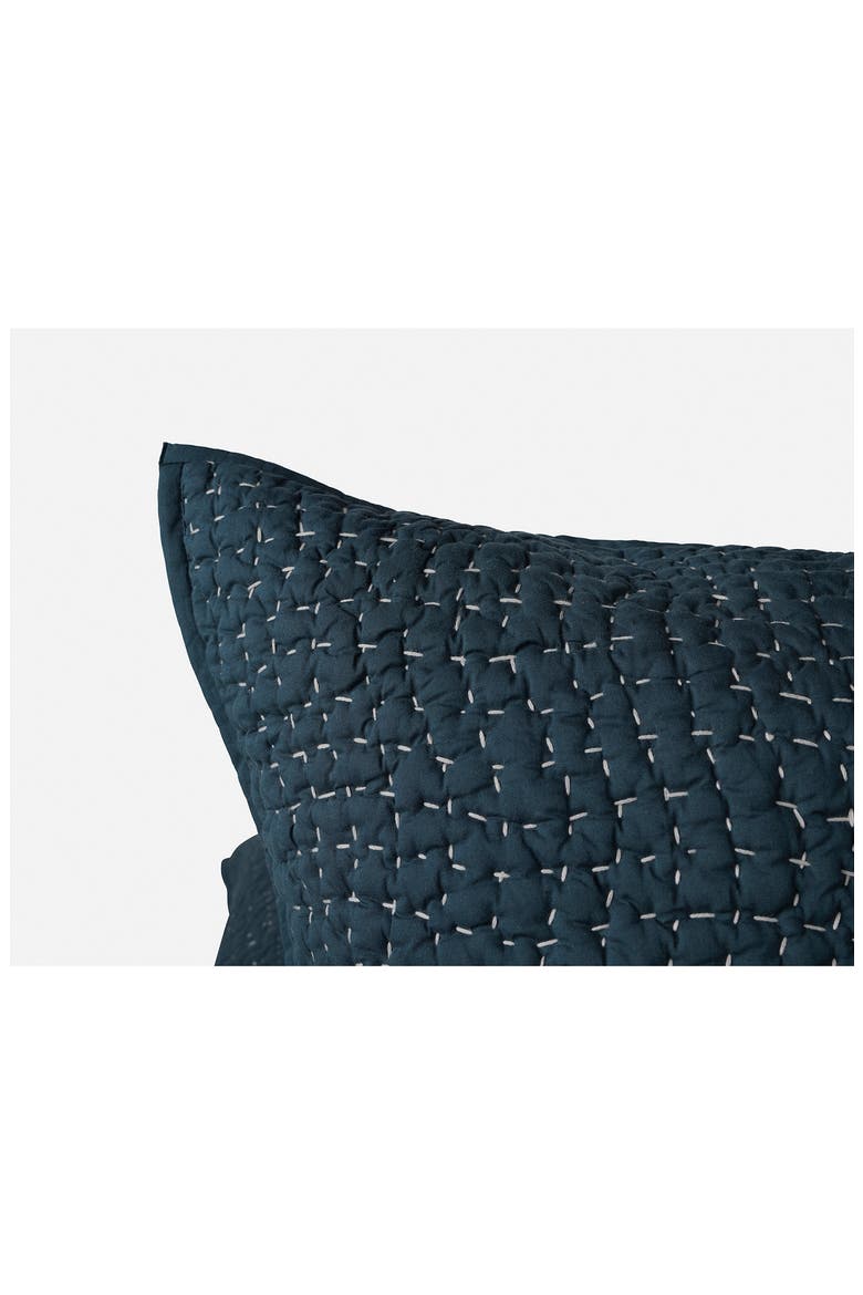 Hand Stitched Organic Cotton Euro Sham, Alternate, color, MIDNIGHT INDIGO