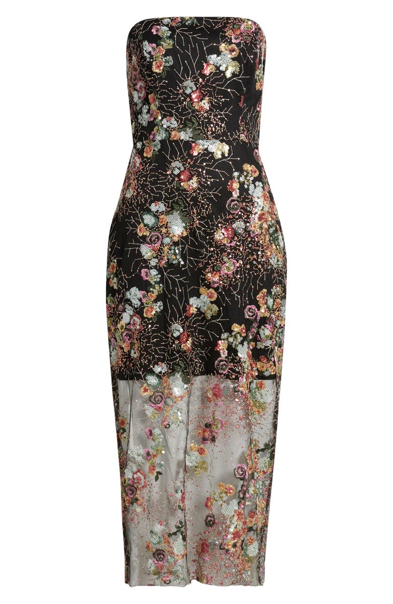 Sam Edelman Floral Sequin Strapless Midi Dress, Alternate, color,