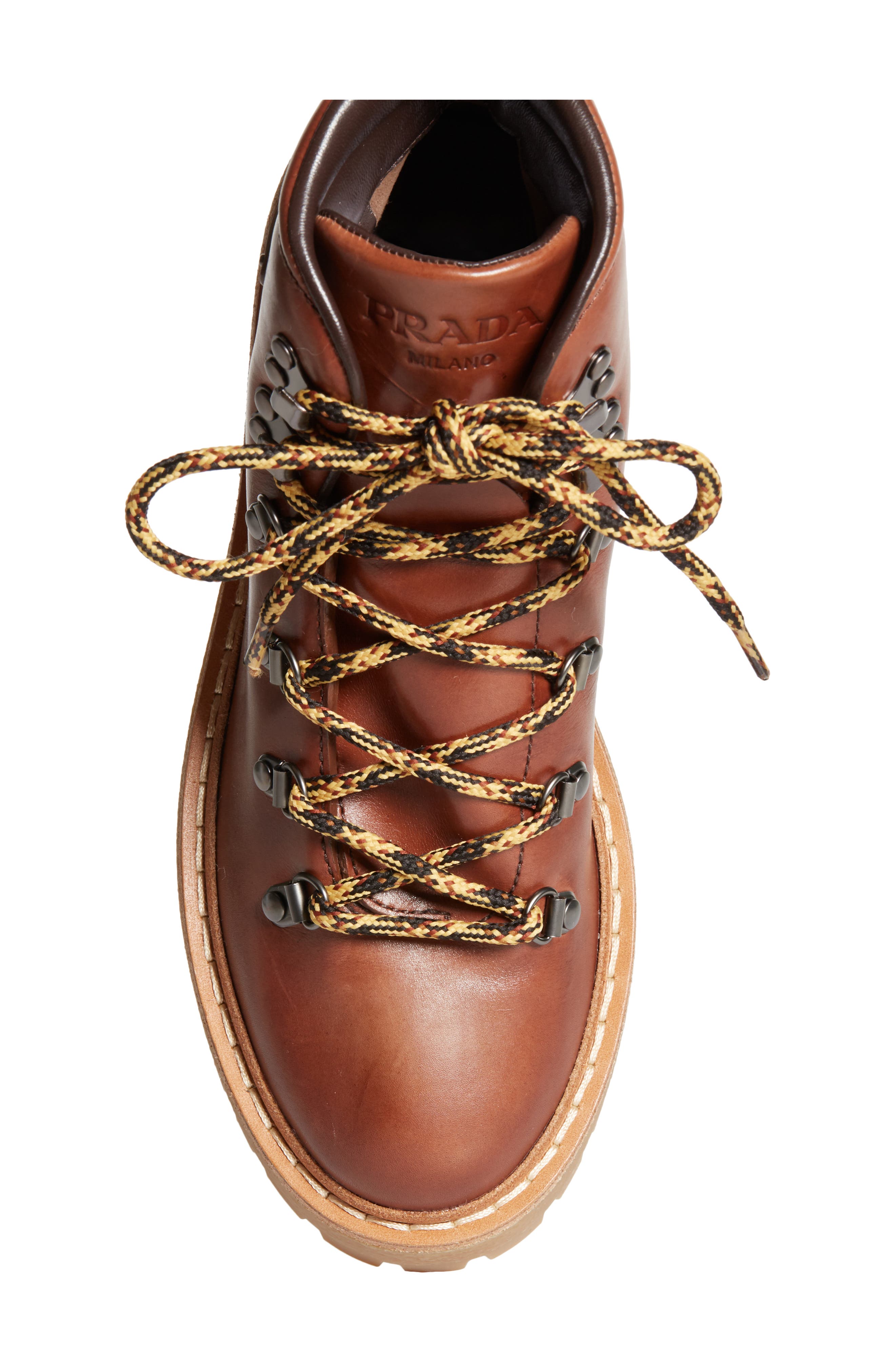 Prada St. Moritz Hiking Boot, Alternate, color, Cognac