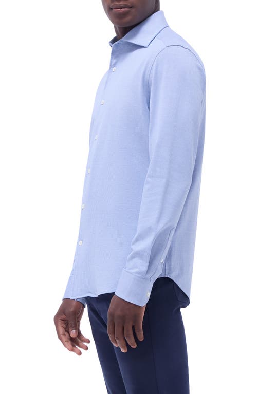 Bugatchi Devon Micro Houndstooth Ooohcotton® Button-up Shirt In Classic Blue