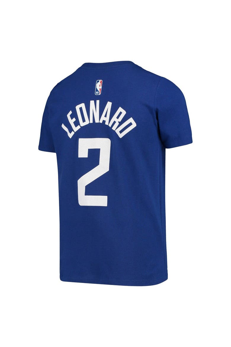 Youth Nike Kawhi Leonard Blue LA Clippers Icon Edition Name & Number Performance T-Shirt, Alternate, color, Blue