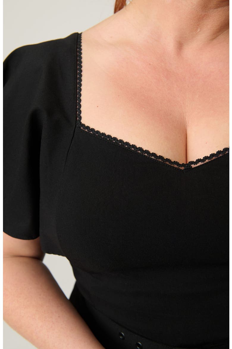 Plus Size Flutter Sleeve Belted Swing Dress, Alternate, color, Solid Black