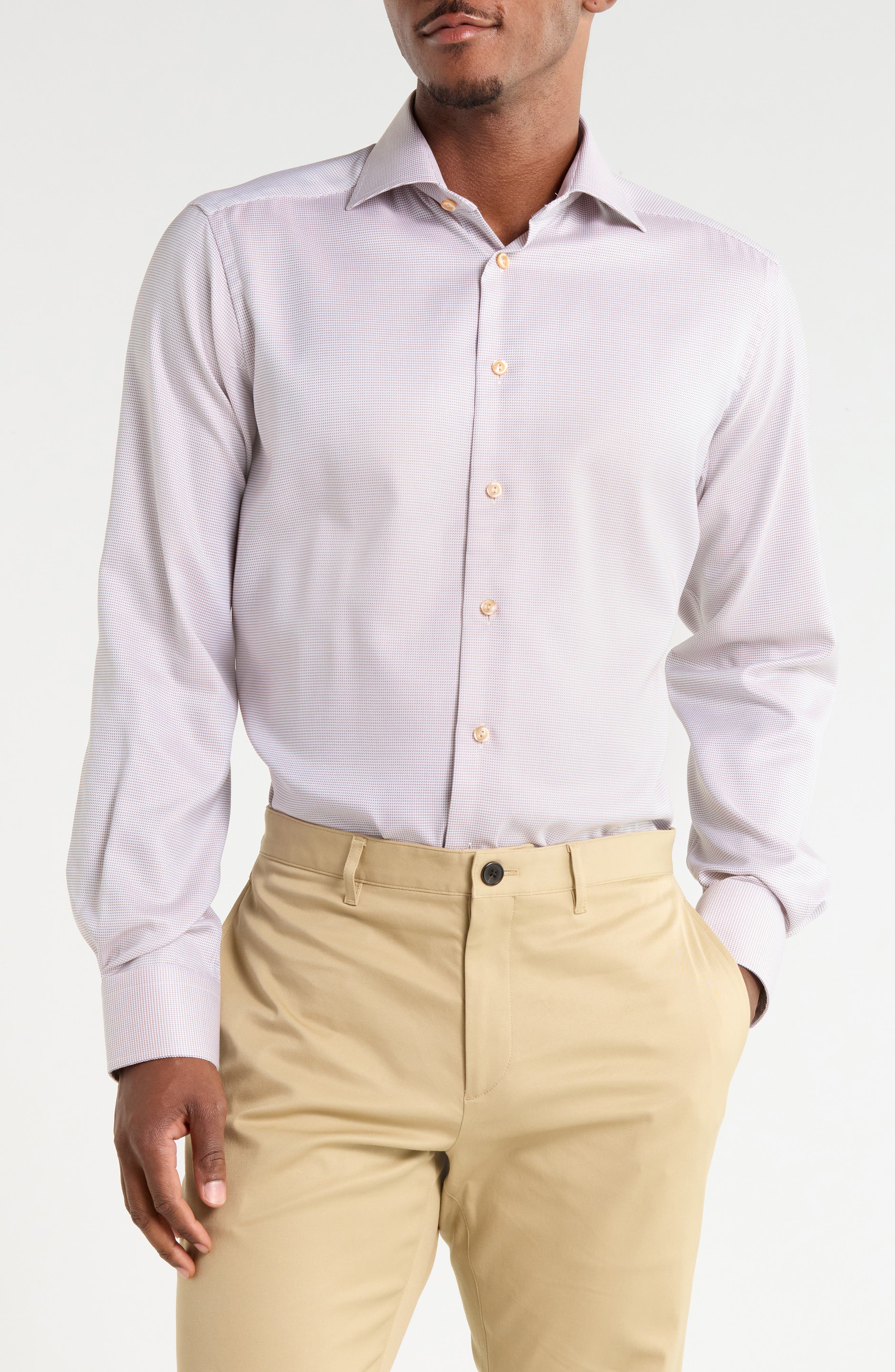 Contemporary Fit Semi-Solid Cotton Dress Shirt