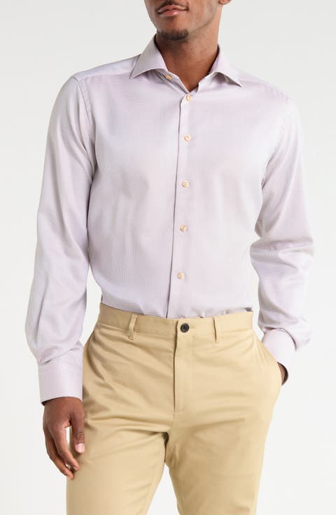 Contemporary Fit Semi-Solid Cotton Dress Shirt