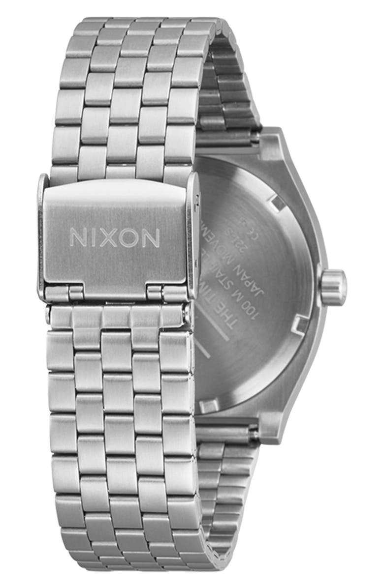 Nixon Time Teller Bracelet Watch, 37mm, Alternate, color, Silver / Coral