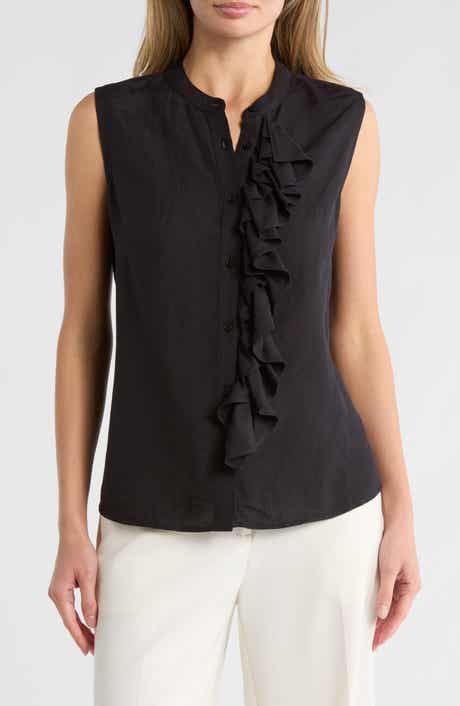 AREA STARS Ruffle Sleeve Linen Top
