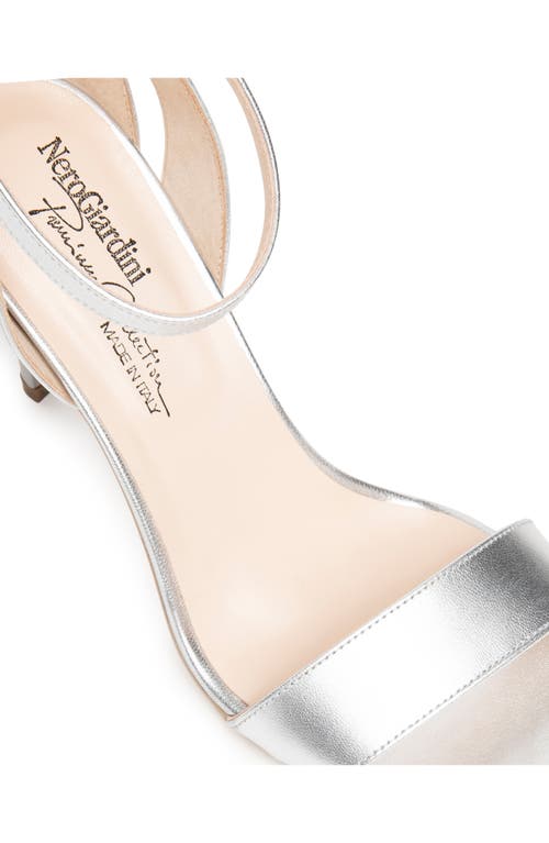 Nerogiardini Bow Ankle Strap Sandal In Silver