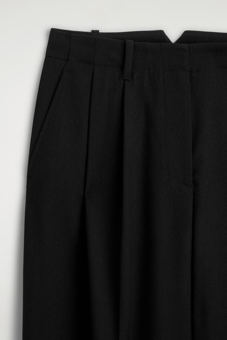Pleated Wool-blend Tapered Trousers, Alternate, color, BLACK