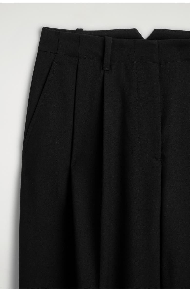 COS Pleated Wool-blend Tapered Trousers, Alternate, color, Black