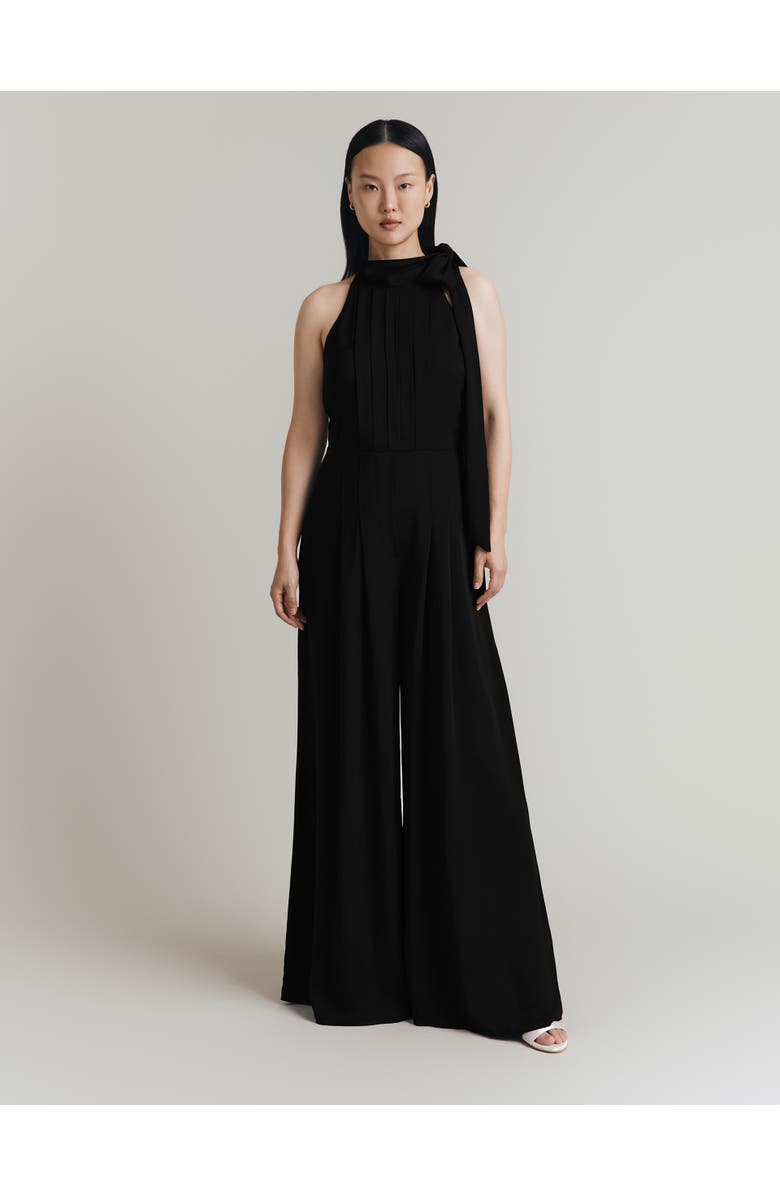 Ghost London Myla Crepe Halter Neck Jumpsuit, Main, color, Black