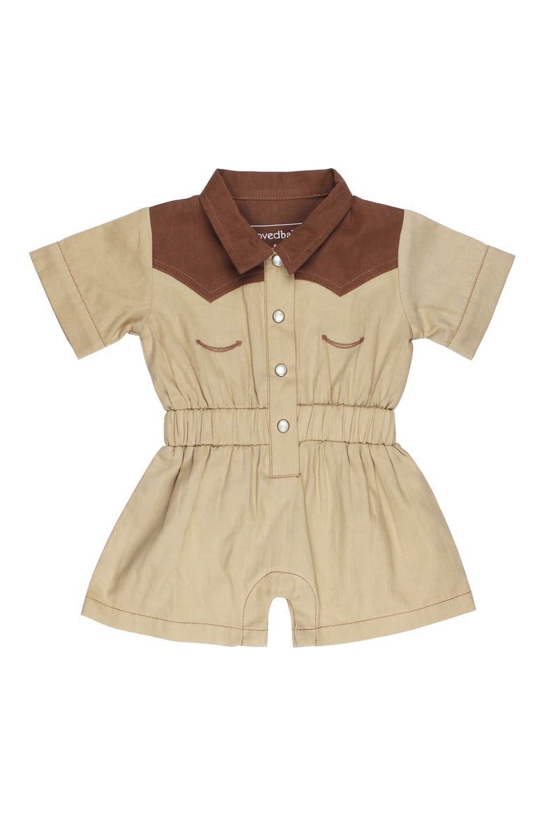 Organic Cotton Western Romper, Main, color, OATMEAL