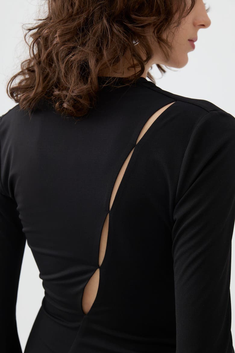 Double Breasted Long Dress, Alternate, color, Black