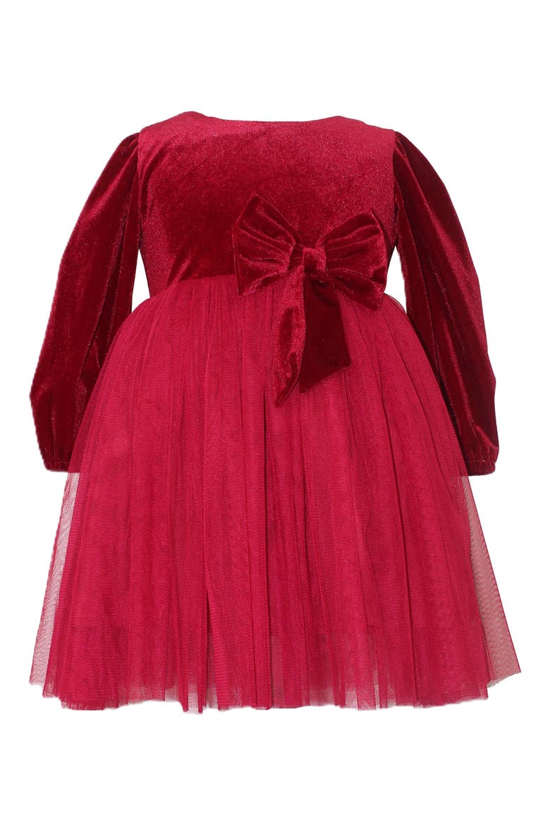 Kids' Velvet & Tulle Party Dress, Main, color, RED