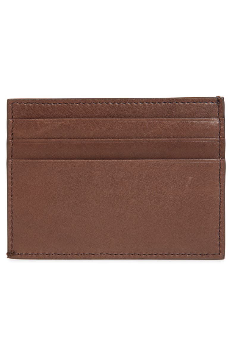 Thom Browne Full Grain Leather Card Case, Alternate, color, Dark Brown