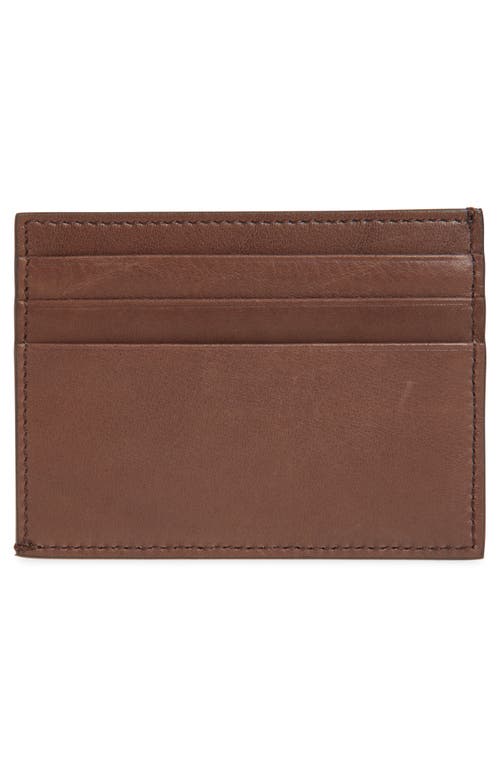 Thom Browne Full Grain Leather Card Case In Dark Brown