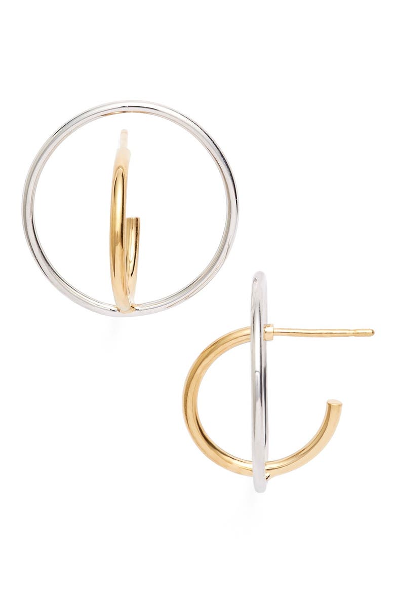 'Small Saturne' Earrings, Main, color, VERMEIL/ ARGENT