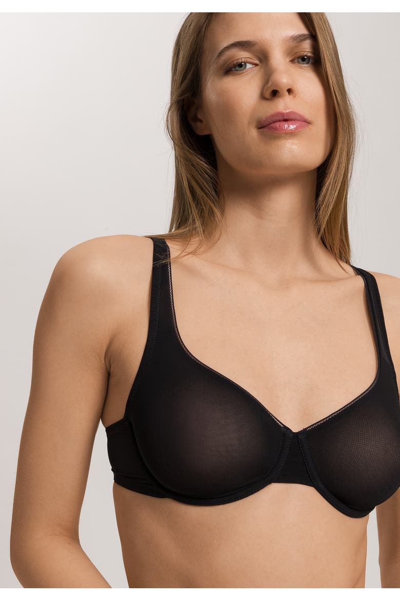 Smooth Illusion Semi-Transaprent Tulle Underwire Bra, Alternate, color, Black