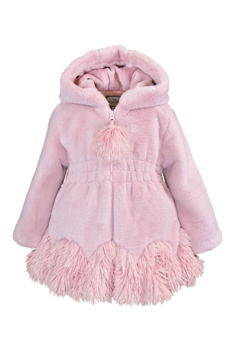 Faux Fur Smocked Waist Coat, Main, color, STRAWBERRY